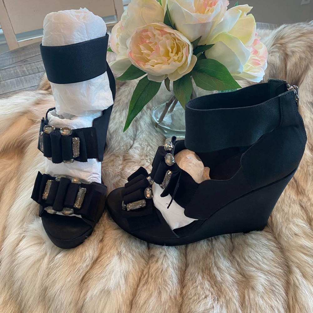 Tory Burch Black Satin w/Jewels accents